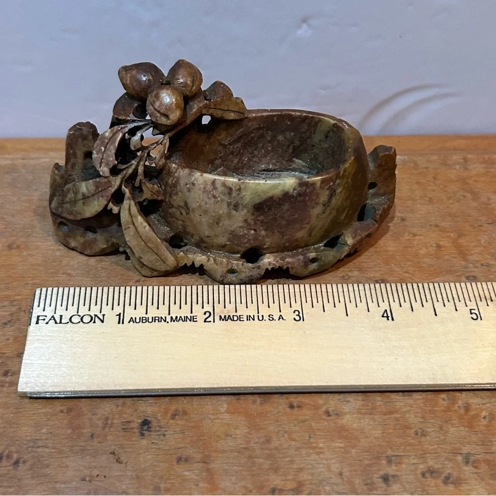 Vintage Carved Soapstone Trinket Holder 4”